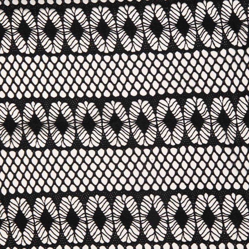 Кружевное Эластичное Полотно JC3385 (Черный, Стандарт, БП)