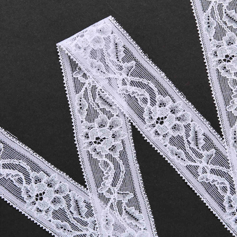 Кружево Эластичное Узкое HY312A-F (Белый, Стандарт, БП)
