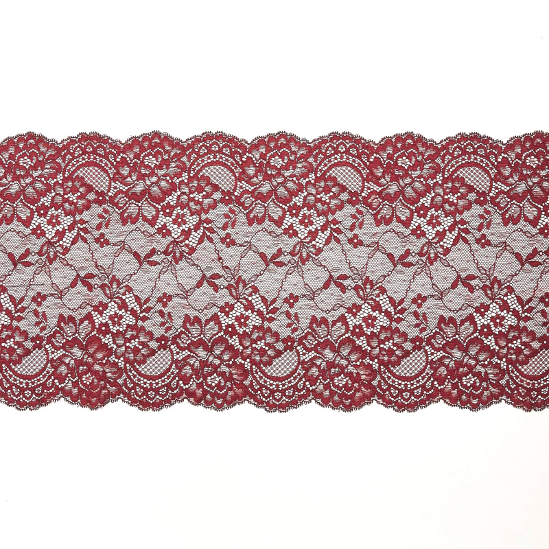 Кружево эластичное B61372soft (Бордовый, N21103692C, 19-1725)