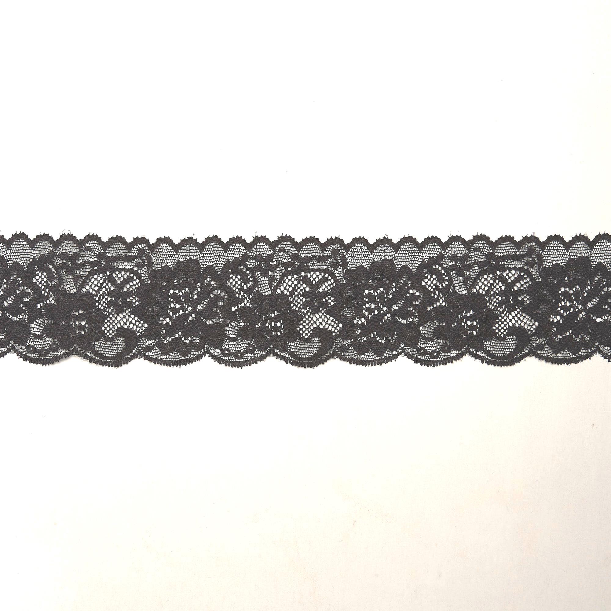 Кружево эластичное узкое 39225BH (Черный, Стандарт, БП)