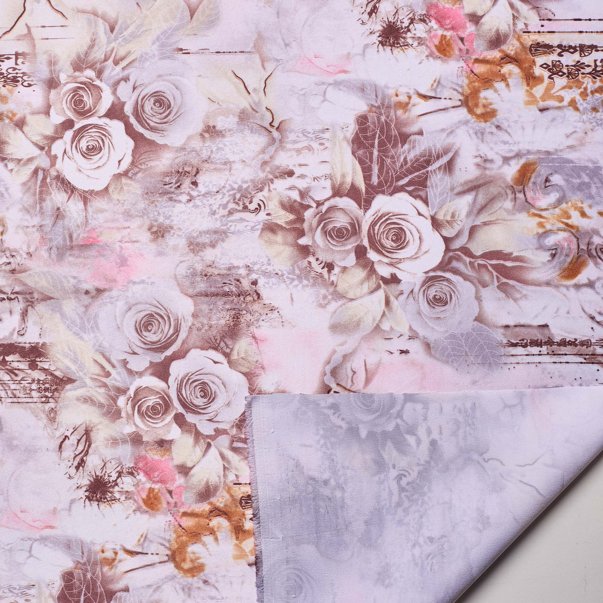 Сатин Эластичный Принт D10110508 66023a kp164 (Розовый, 66023a, БП)