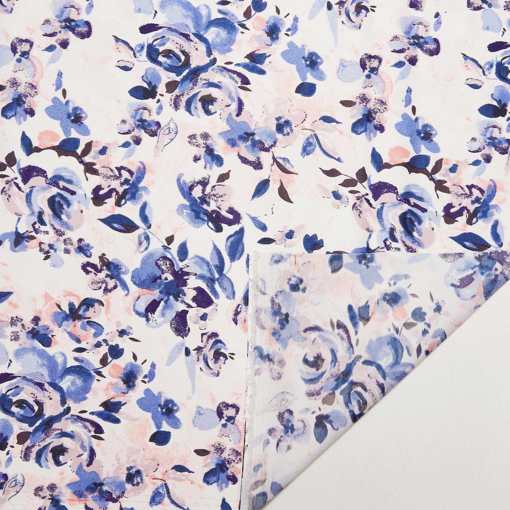 Сатин Эластичный Принт W20-13B P (Белый, ZW15-005, БП)