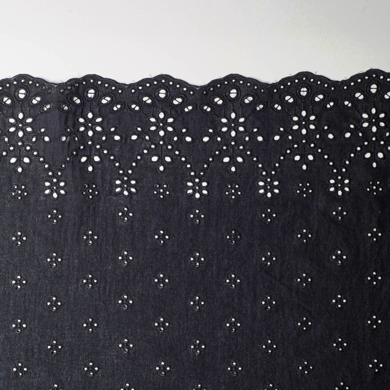 Хлопок тканый с вышивкой 12946 (Черный, Стандарт, БП)