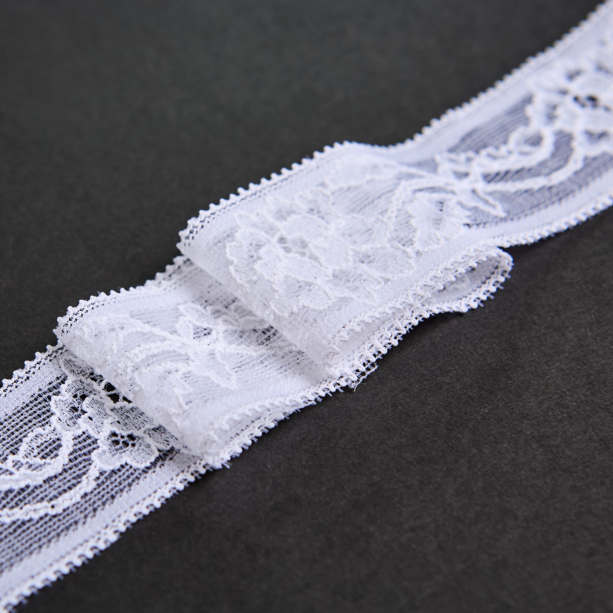 Кружево Эластичное Узкое HY312A-F (Белый, Стандарт, БП)