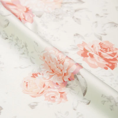 Сатин Эластичный Принт W20-13B P (Желтый, rose print, БП)