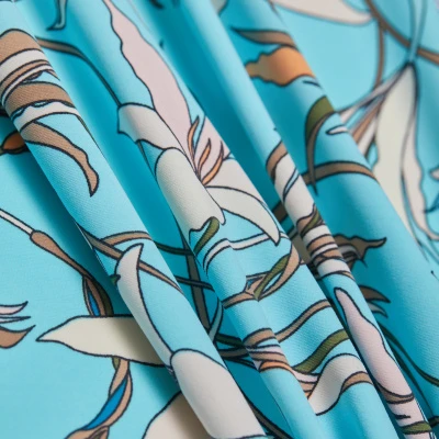 Микрофибра принт stt163fp (Голубой, Lilies/Blue, БП)
