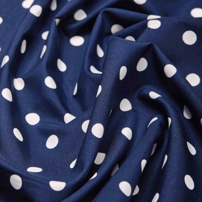 Хлопок тканый принт WHSH-SC1420 (Синий, Polka dots/navy, БП)