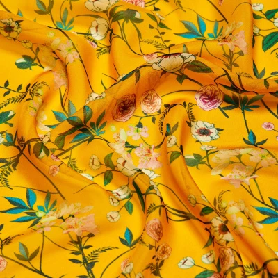 Шелк принт wh10146-8a (Желтый, YELLOW FLORA, БП)