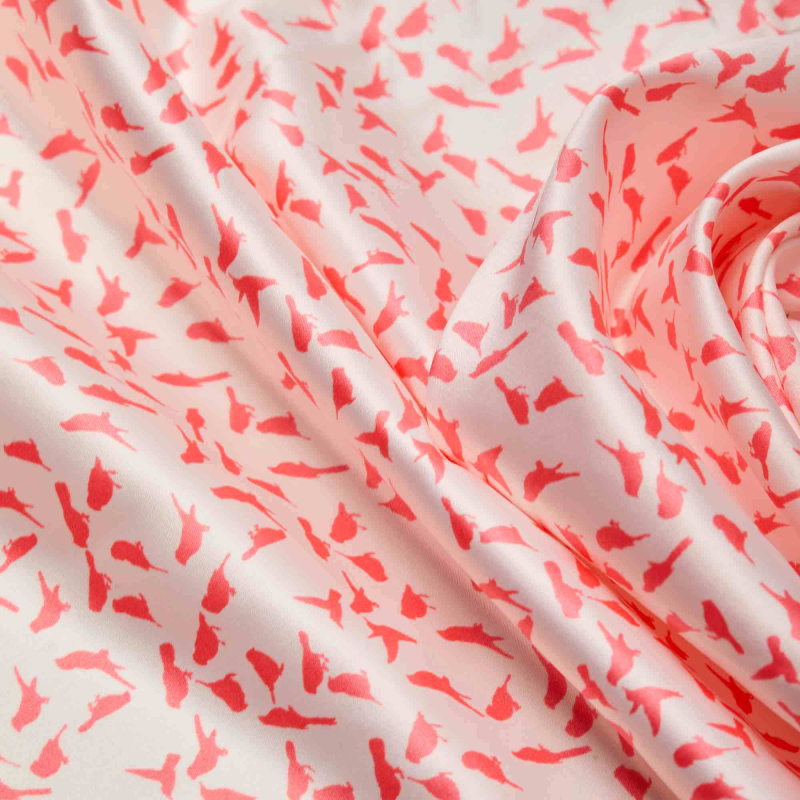 Сатин Эластичный Принт W20-13B P (Белый, bird var.4, БП)