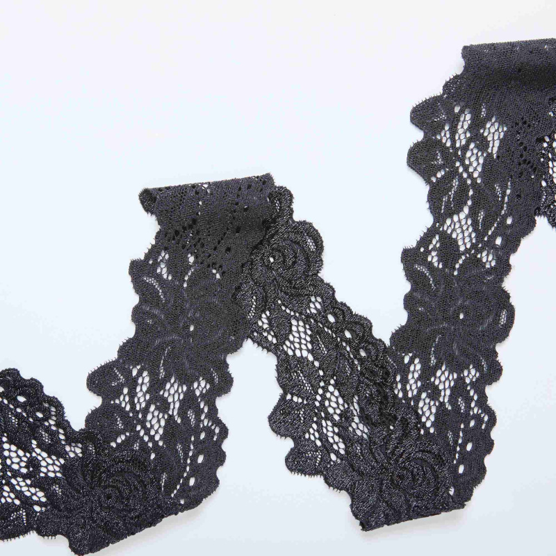 Кружево Эластичное Узкое 6755 (Черный, Стандарт, БП)