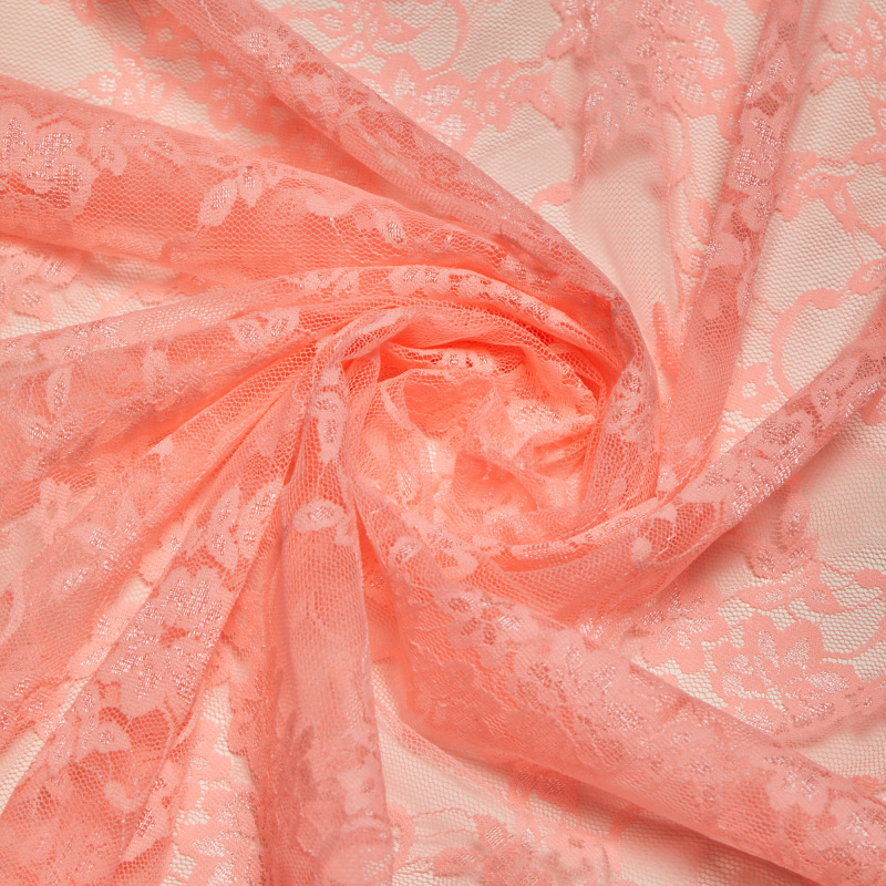 Кружевное Эластичное Полотно L042020D (Коралловый, Q150429103, БП)