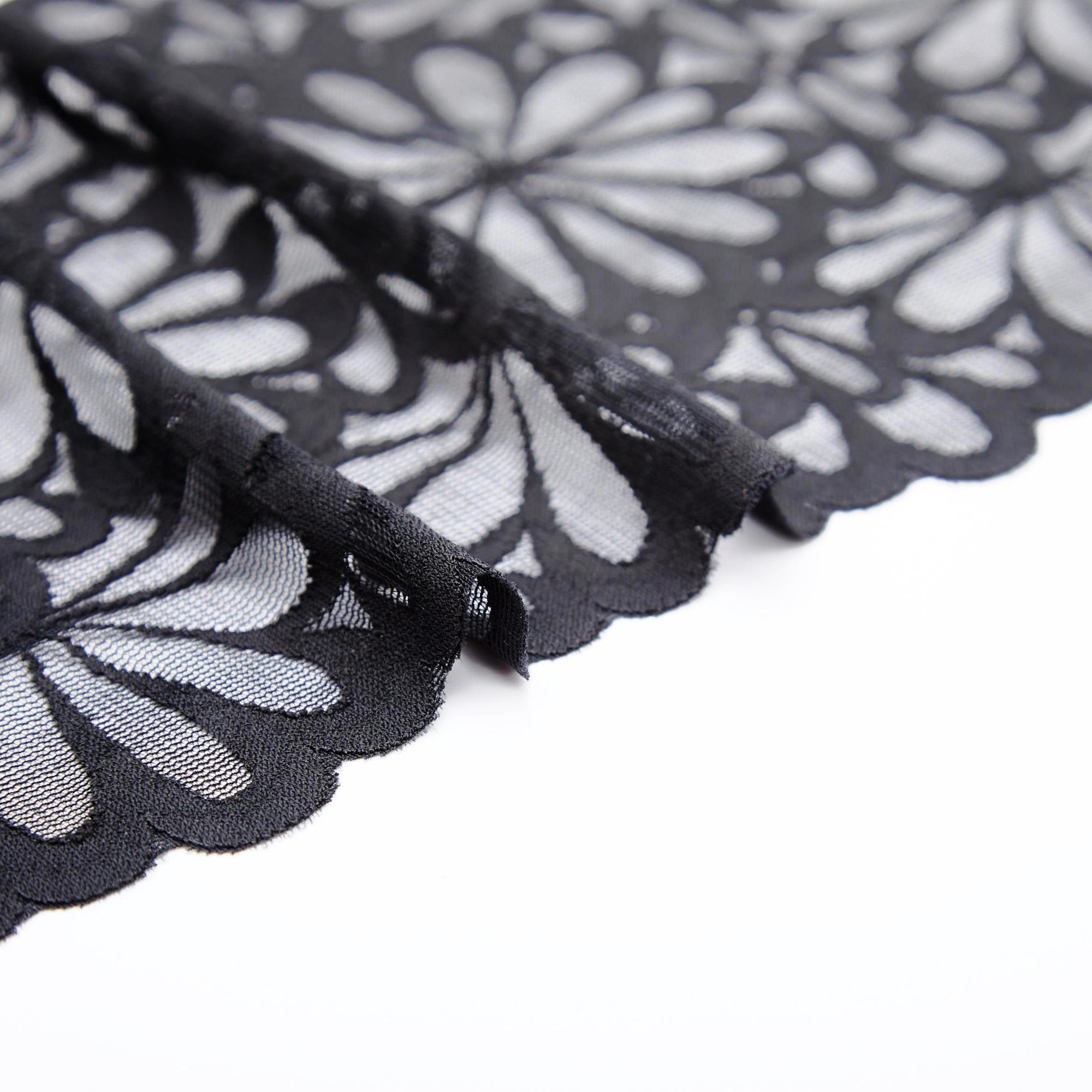 Кружево эластичное H2360M (Черный, Стандарт, 19-4007)