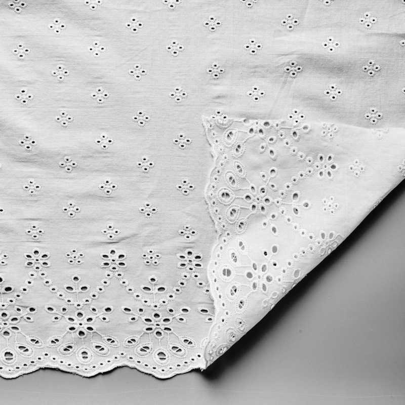 Хлопок тканый с вышивкой 12946 (Белый, Стандарт, БП)