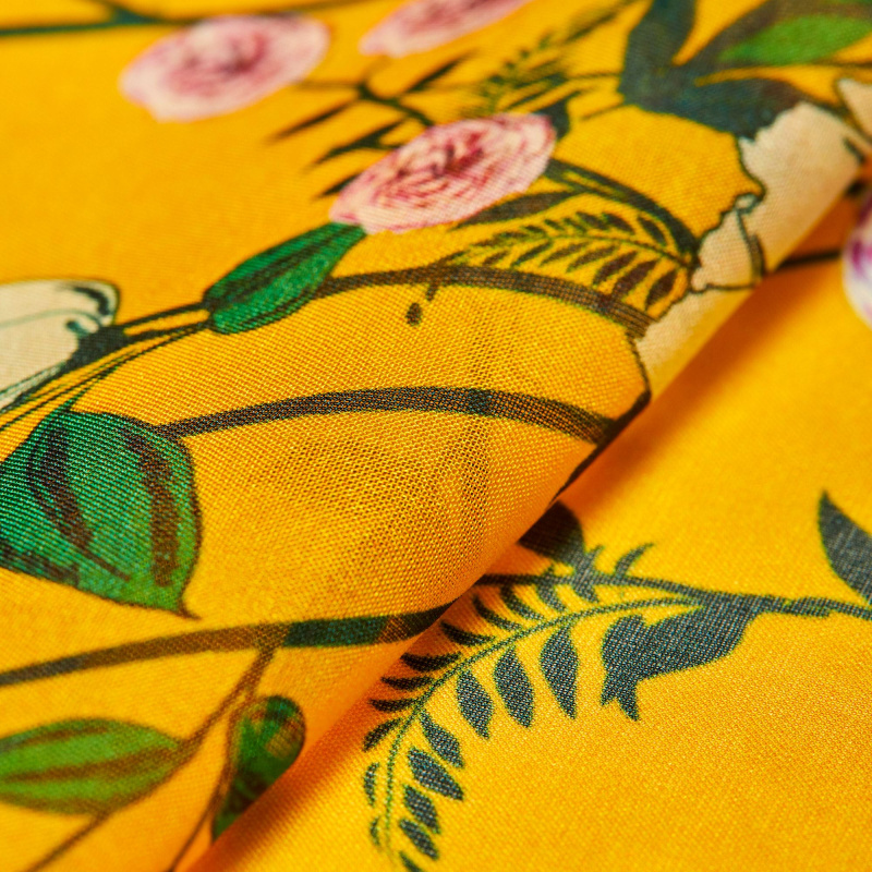 Шелк принт wh10146-8a (Желтый, YELLOW FLORA, БП)