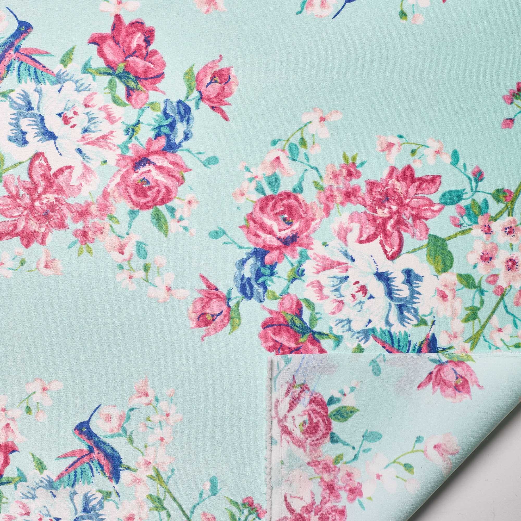 Сатин Эластичный Принт W20-13B P (Ментоловый, ZW15-008, БП)