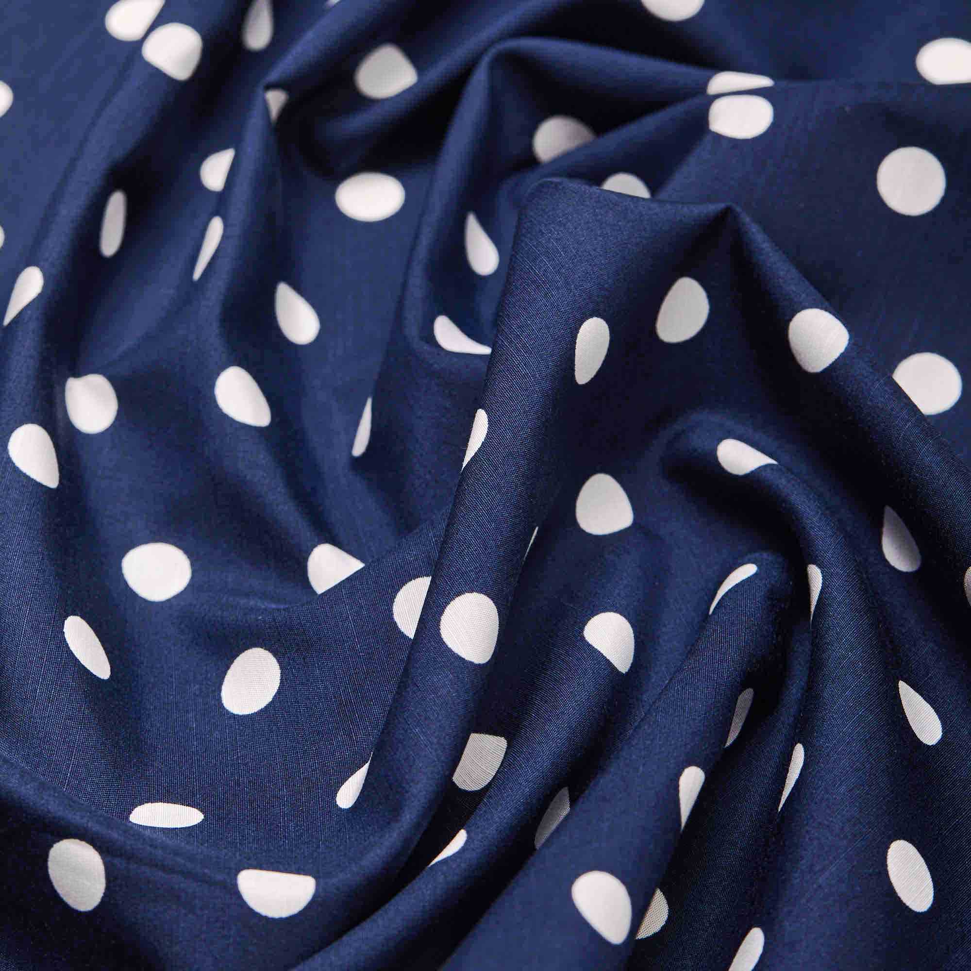 Хлопок тканый принт WHSH-SC1420 (Синий, Polka dots/navy, БП)