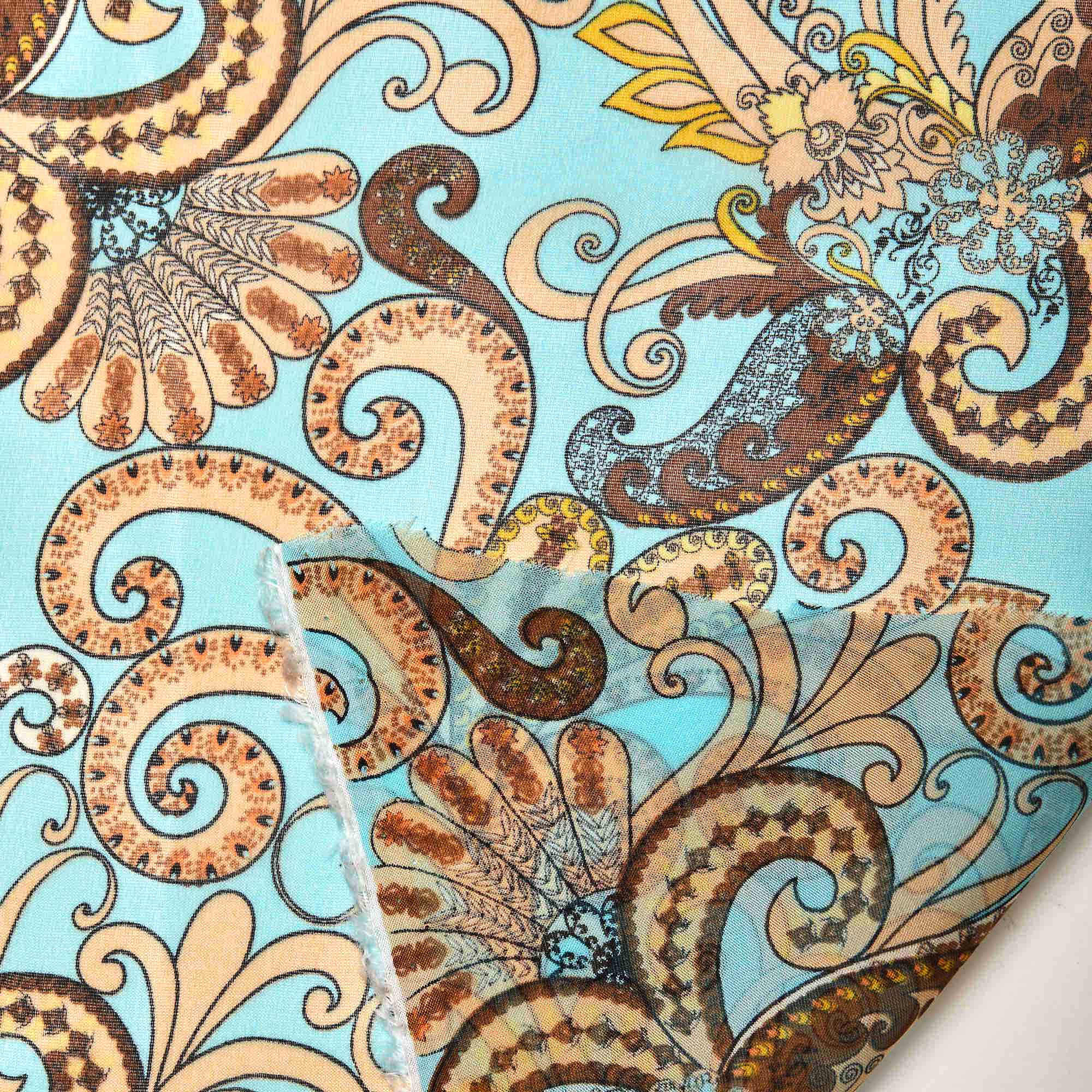 Шелк принт wh10146-8a (Голубой, Paisley blue, БП)