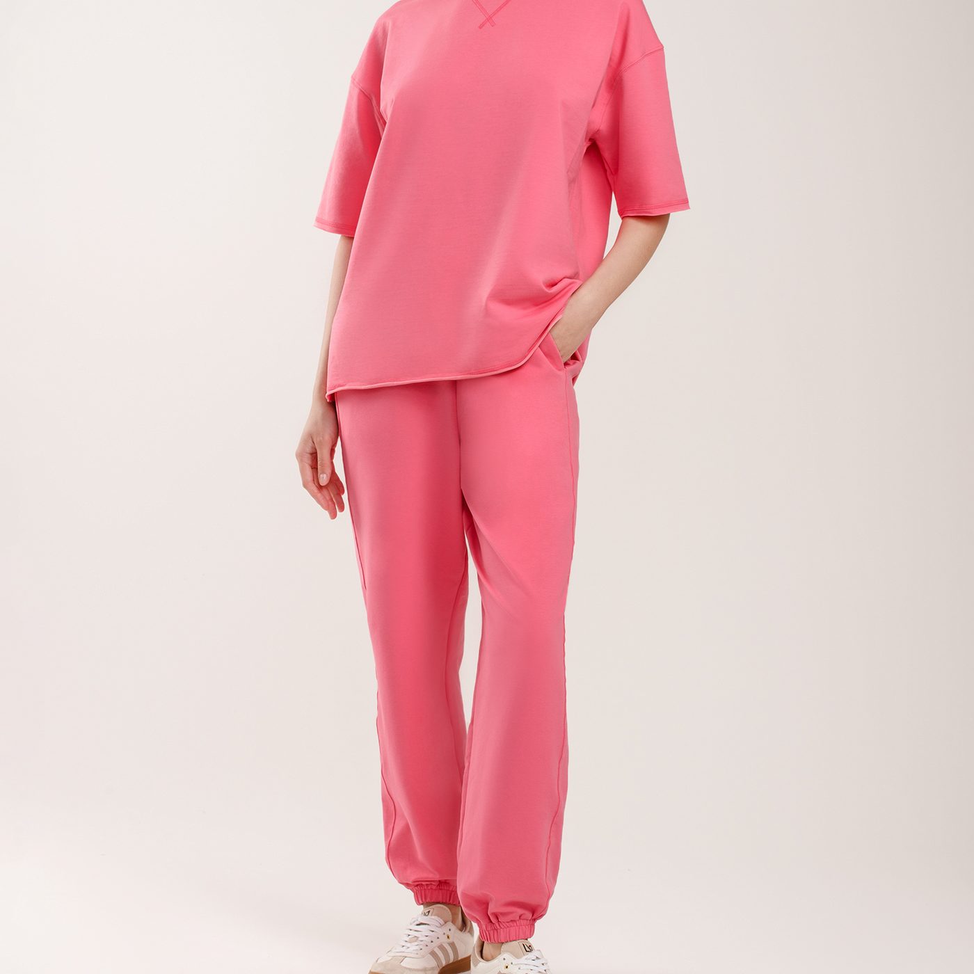 Хлопок трикотажный 232 30/100 ФУТЕР 2-х НИТКА ПЕТЛЯ (К.ПЕНЬЕ,189см/230гр) (Розовый, 2403092(1), 15-2217)
