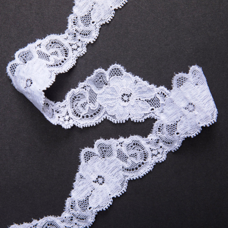 Кружево эластичное узкое D69282BD-1 (Белый, Стандарт, БП)