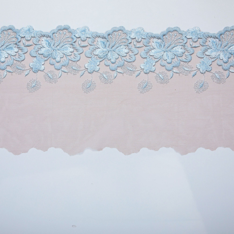 Вышивка на сетке неэластичной HA-50168 (Голубой, BU/BG, БП)