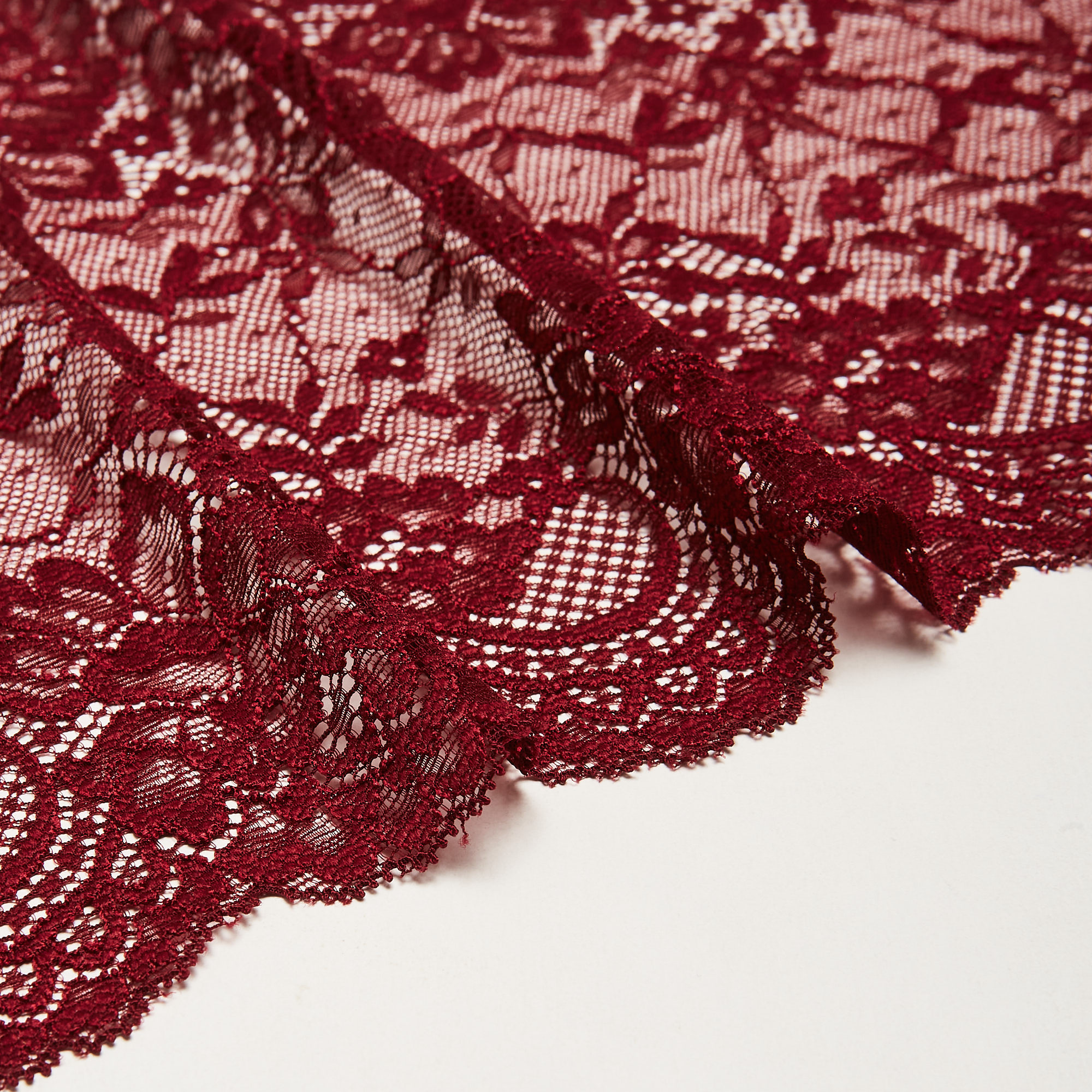 Кружево эластичное B61372soft (Бордовый, N21103692C, 19-1725)
