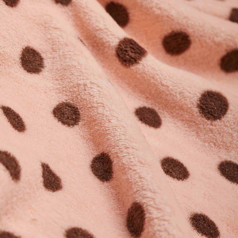 Плюш принт ec447-034p (Персиковый, горох, БП)