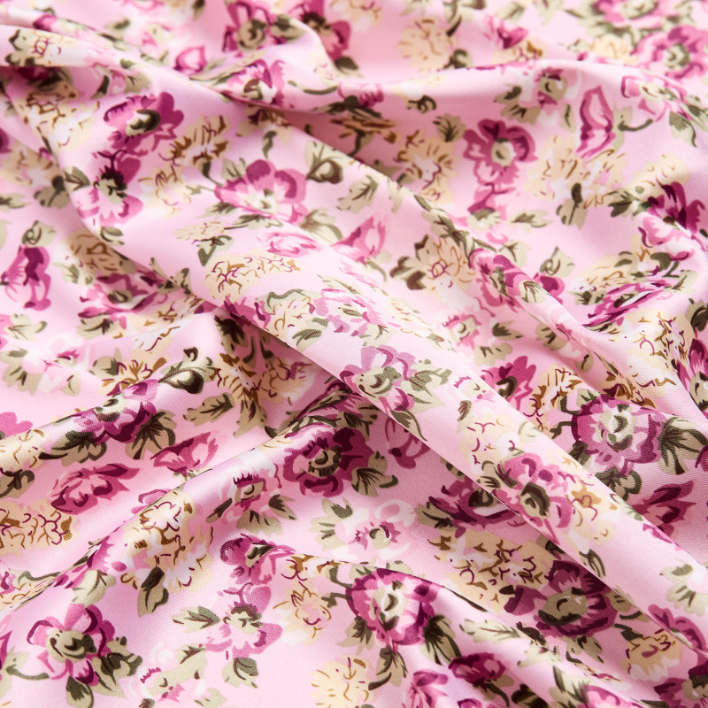 Сатин Эластичный Принт W20-13B P (Розовый, ZW16-008, БП)