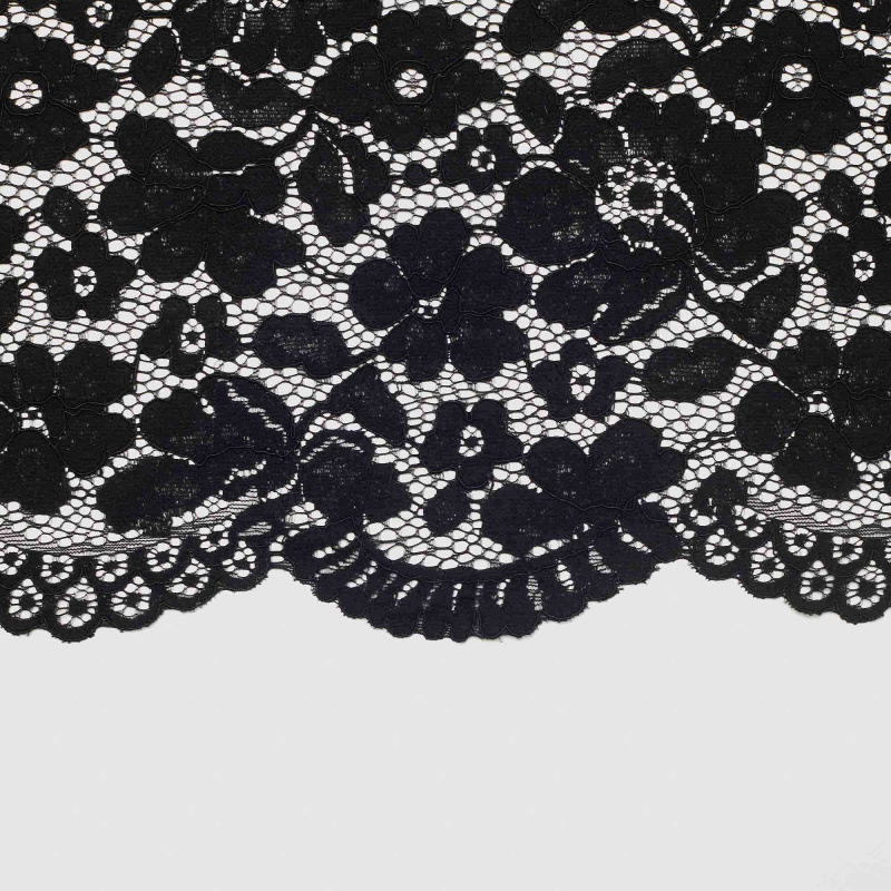 Кружевное неэластичное полотно HWCH-151323L/60 (Черный, Стандарт, БП)