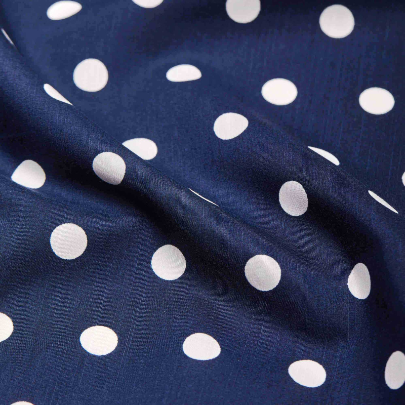Хлопок тканый принт WHSH-SC1420 (Синий, Polka dots/navy, БП)