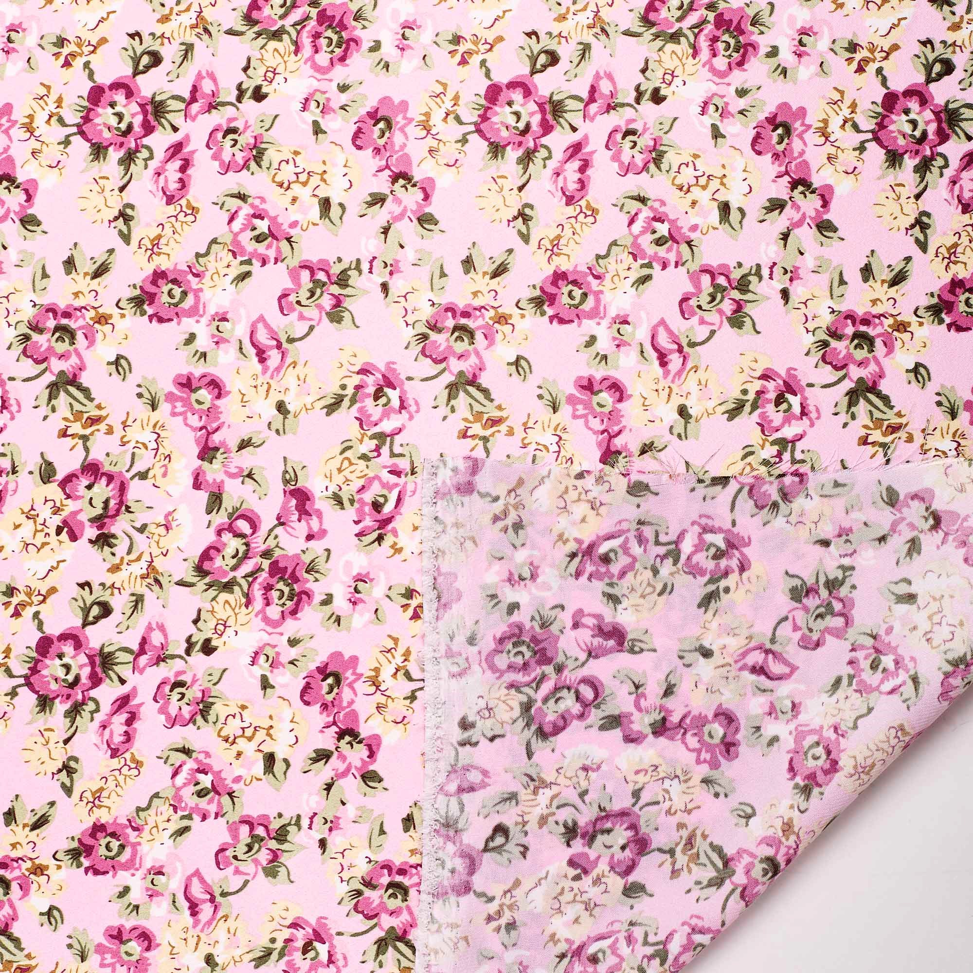 Сатин Эластичный Принт W20-13B P (Розовый, ZW16-008, БП)