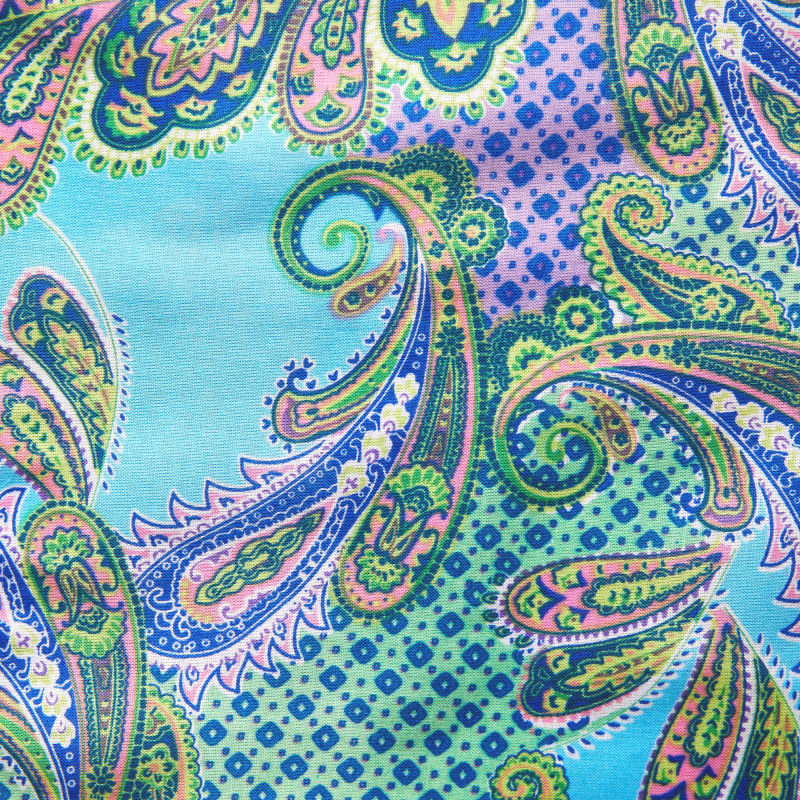 Хлопок тканый принт 12442 (Голубой, Paradise dancer, БП)