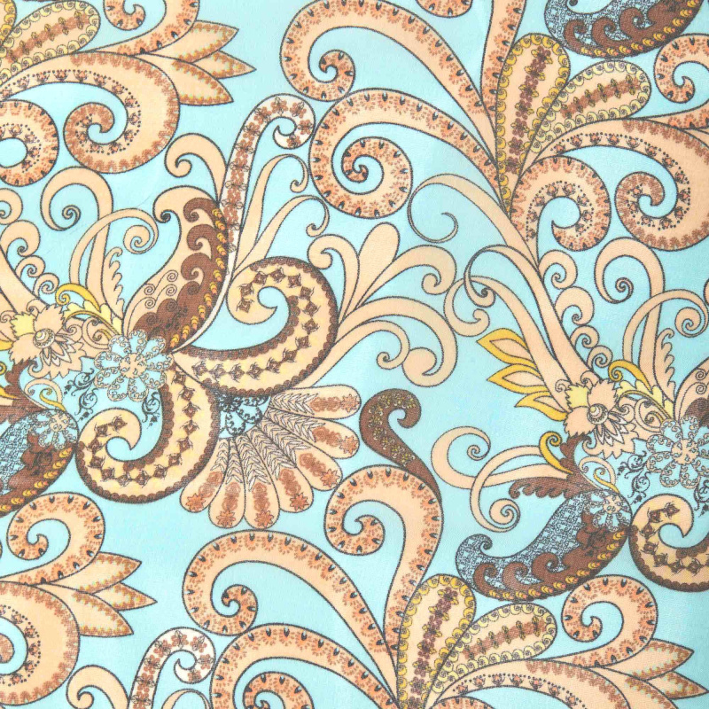 Шелк принт wh10146-8a (Голубой, Paisley blue, БП)