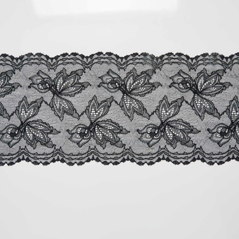 Кружево эластичное 109121 (Черный, Стандарт, БП)