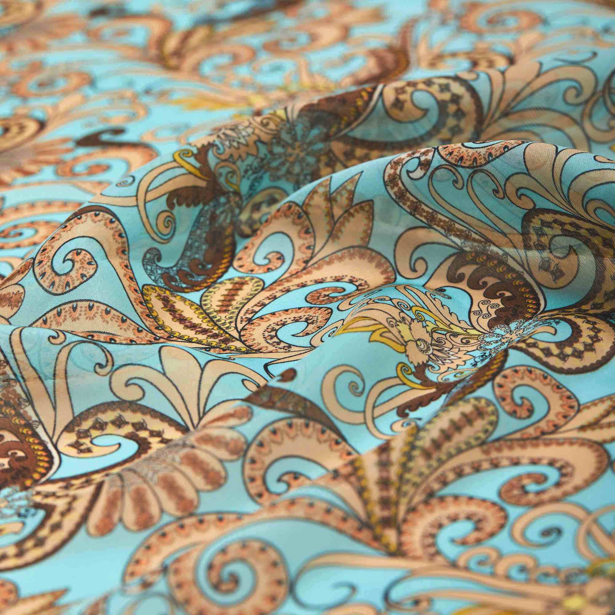 Шелк принт wh10146-8a (Голубой, Paisley blue, БП)