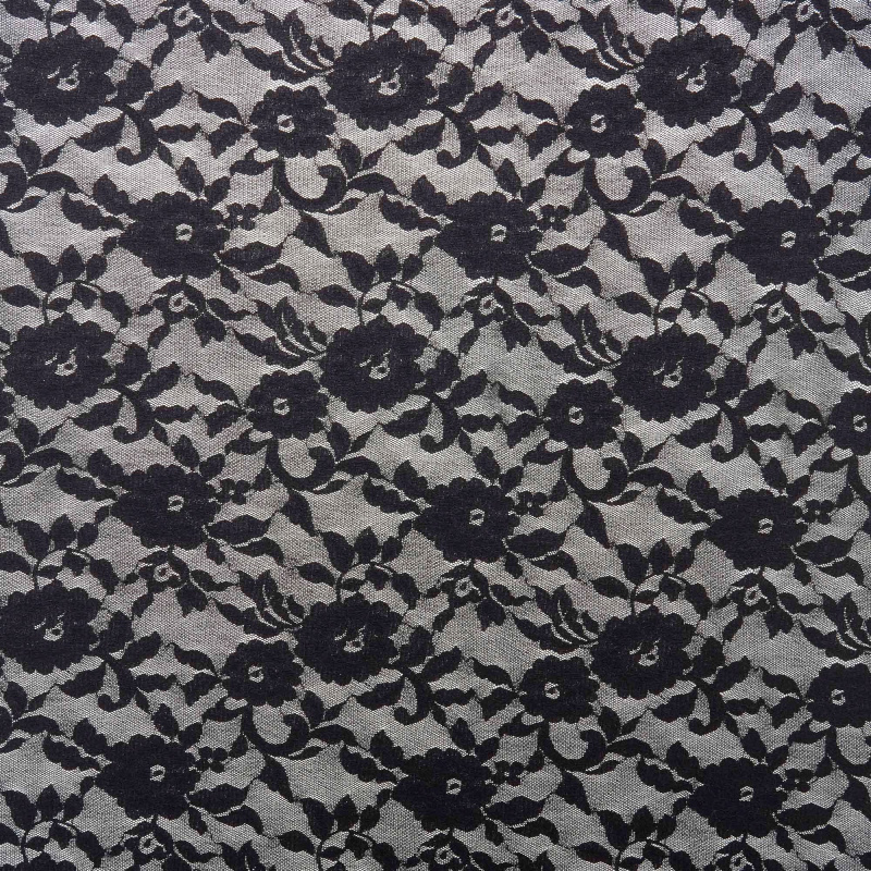 Кружевное Эластичное Полотно N2374A (Черный, Стандарт, БП)