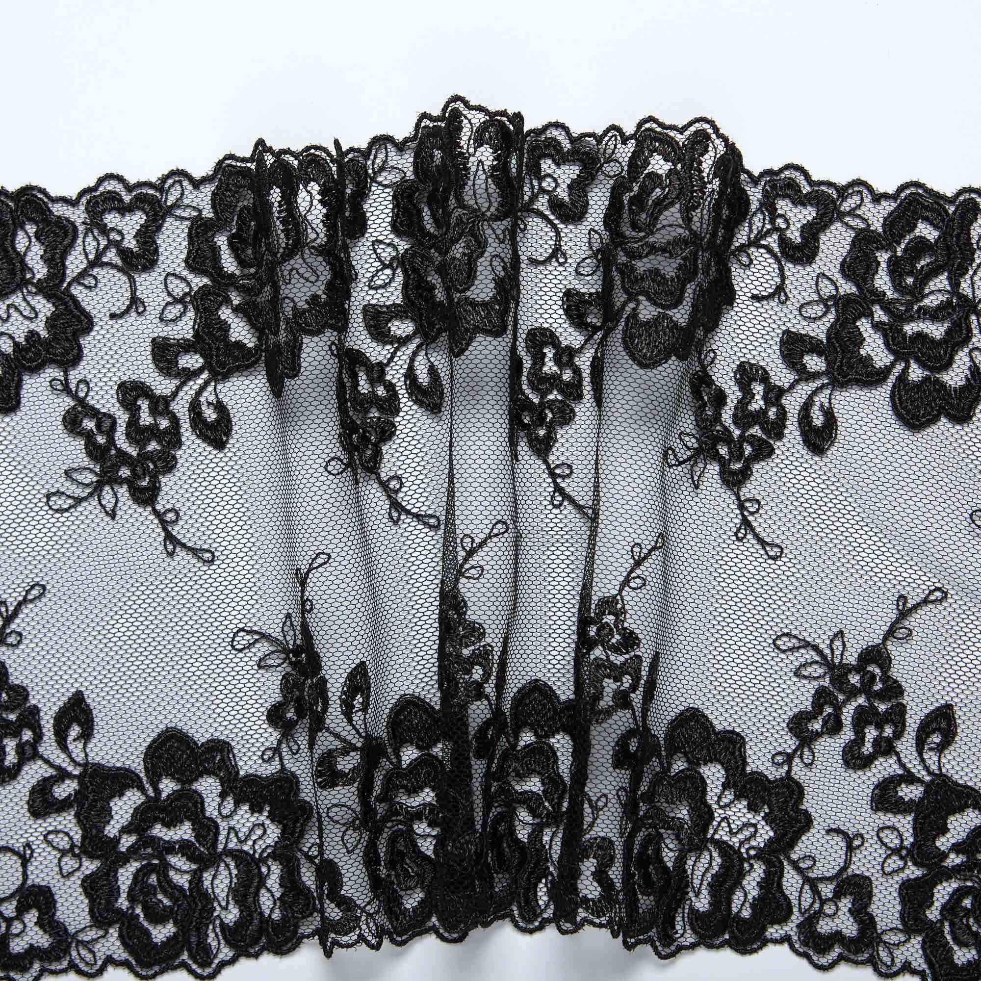 Вышивка на сетке неэластичной XNT00948A (Черный, Стандарт, БП)