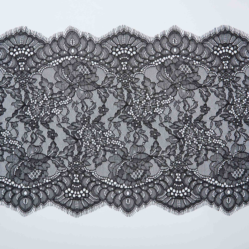 Кружево Неэластичное W7612M (Черный, Стандарт, БП)