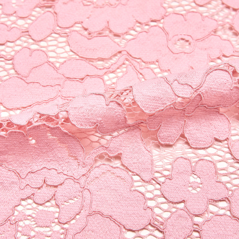 Кружевное неэластичное полотно HWCH-151323L/85 (Розовый, Pink 12-1212TPX, БП)