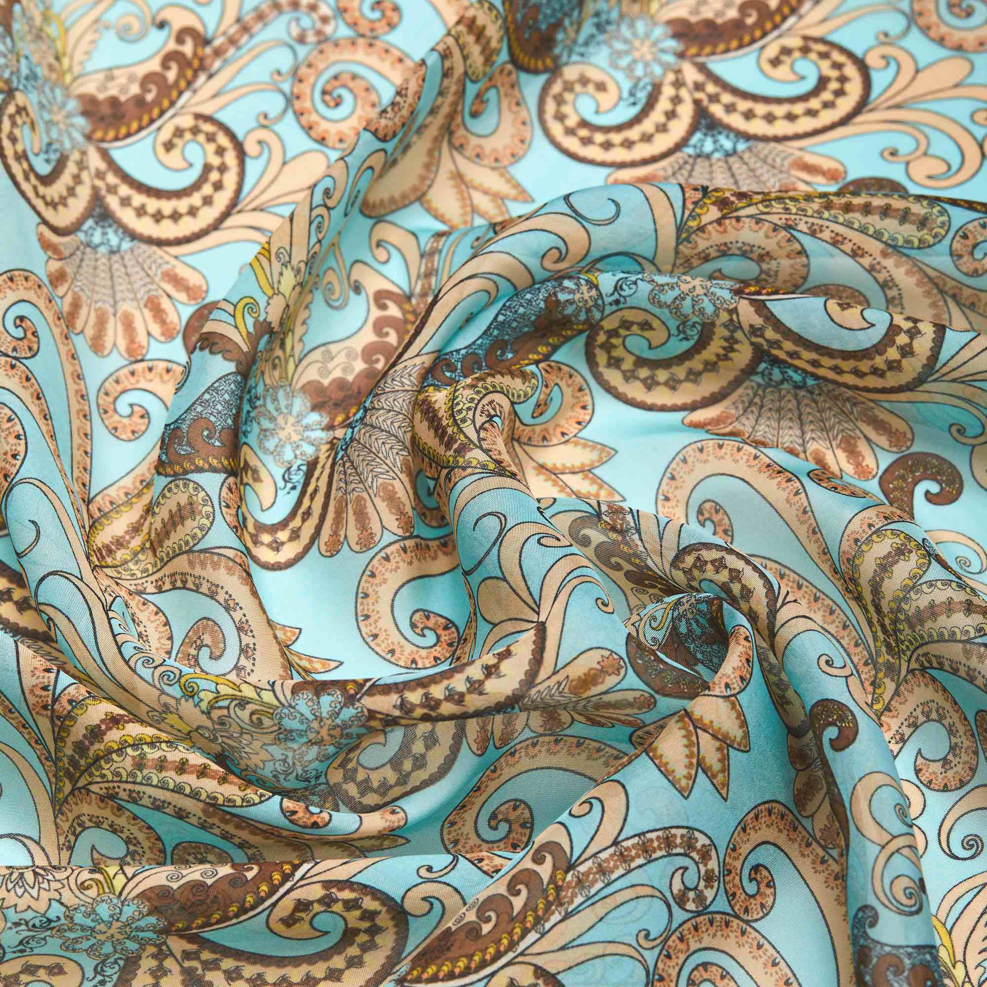 Шелк принт wh10146-8a (Голубой, Paisley blue, БП)