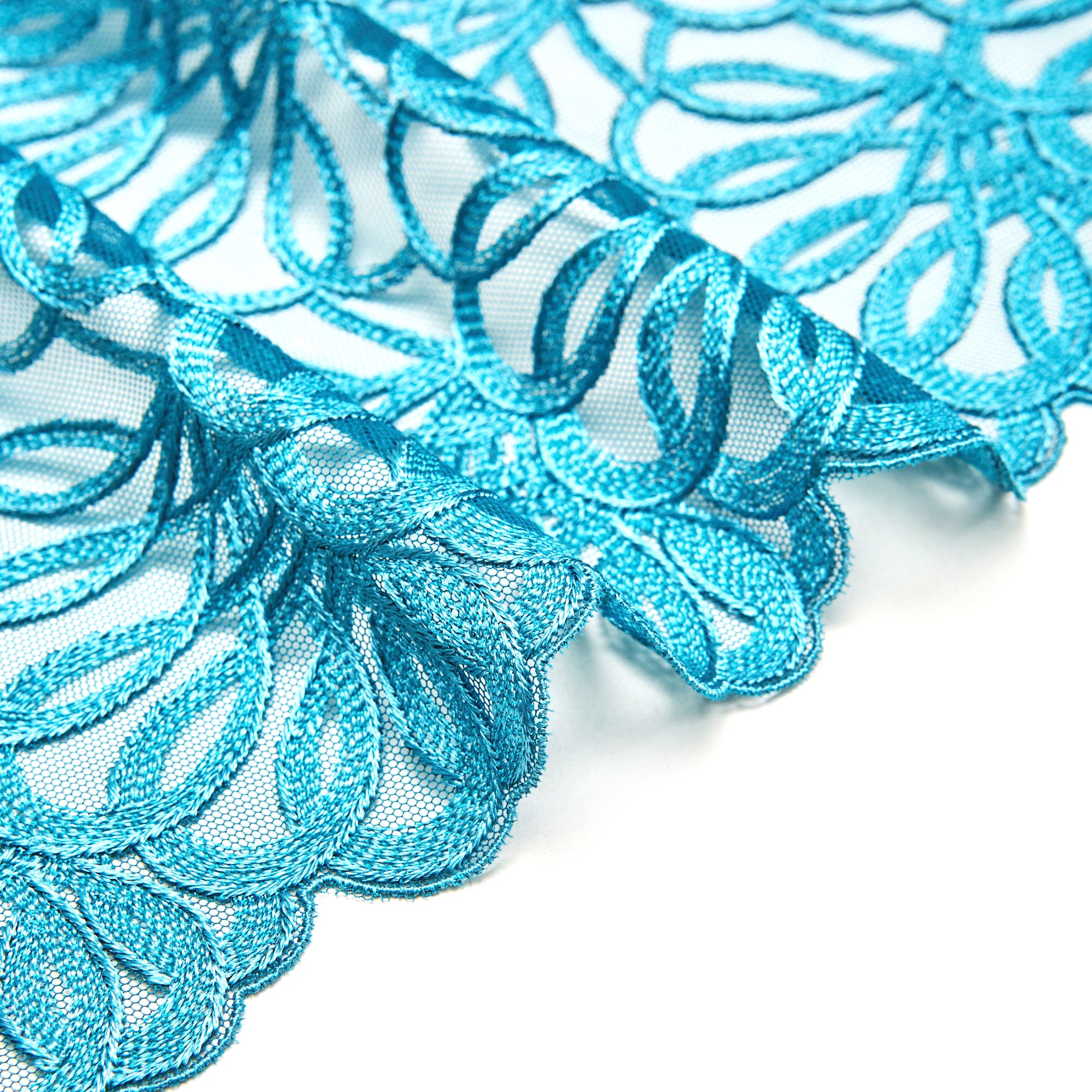 Вышивка на сетке неэластичной XNT02455A (Бирюзовый, 031, БП)