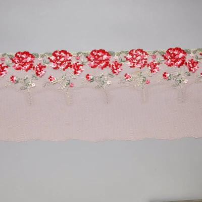 Вышивка на сетке неэластичной HC-20107B (Розовый, red roses, БП)