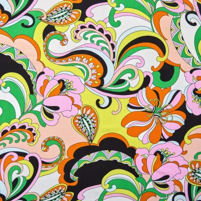 Вискоза тканая принт RM057 digital print (Желтый, paisley yellow print, БП)
