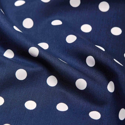 Хлопок тканый принт WHSH-SC1420 (Синий, Polka dots/navy, БП)