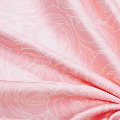 Сатин Эластичный Принт W20-13B P (Розовый, ROSES ROSE, 14-1911)