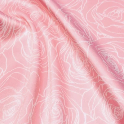 Сатин Эластичный Принт W20-13B P (Розовый, ROSES ROSE, 14-1911)